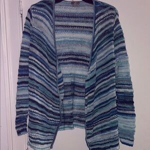 J. Jill Blue Striped Cardigan